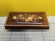 Vintage Lacquered Wood Jewelry Music Box With Inlaid Flowers Made In Italy