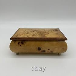 Vintage Lacquered Wood Mandolin Jewelry Music Box Plays Mozart's Minuet