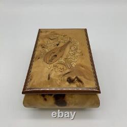 Vintage Lacquered Wood Mandolin Jewelry Music Box Plays Mozart's Minuet