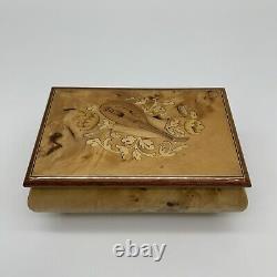 Vintage Lacquered Wood Mandolin Jewelry Music Box Plays Mozart's Minuet