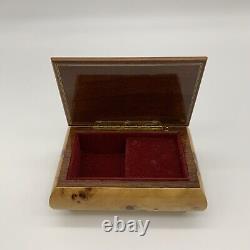 Vintage Lacquered Wood Mandolin Jewelry Music Box Plays Mozart's Minuet