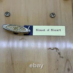 Vintage Lacquered Wood Mandolin Jewelry Music Box Plays Mozart's Minuet