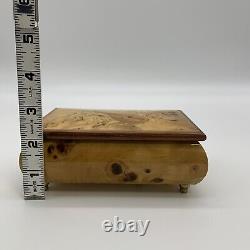 Vintage Lacquered Wood Mandolin Jewelry Music Box Plays Mozart's Minuet