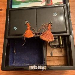 Vintage Landscape Painting Makie x Sculpture High-Quality 2-Tier Wood Music Box