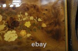 Vintage Large 14.5 Italian Marquetry inlaid wood Flower Sorrento music box Z1