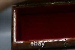Vintage Large 14.5 Italian Marquetry inlaid wood Flower Sorrento music box Z1