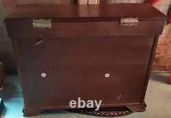 Vintage Large Jewelry Box Wood 12 Drawer Dresser Tabletop RARE Plays Music Box