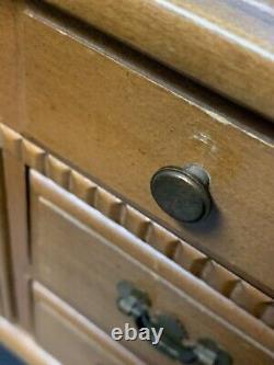 Vintage MELE Wood Sideboard Jewelry Box Japan 18 Doll Sized 6-drawer Dresser