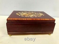 Vintage Made In Italy Sorrento Wood Inlay Music Box Plays Love Story Tune