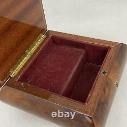 Vintage Marquetry Italian Burl Wood Jewelry Music Box Beattles Yesterday Works P