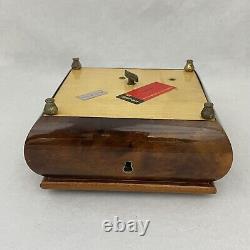 Vintage Marquetry Italian Burl Wood Jewelry Music Box Beattles Yesterday Works P