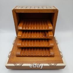 Vintage Moorish Music Cigarettes Box, Mother Of Pearl And Bone Inlays, Working