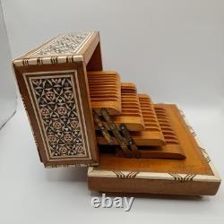 Vintage Moorish Music Cigarettes Box, Mother Of Pearl And Bone Inlays, Working