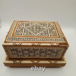 Vintage Moorish Music Cigarettes Box, Mother Of Pearl And Bone Inlays, Working