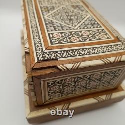 Vintage Moorish Music Cigarettes Box, Mother Of Pearl And Bone Inlays, Working