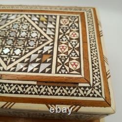 Vintage Moorish Music Cigarettes Box, Mother Of Pearl And Bone Inlays, Working