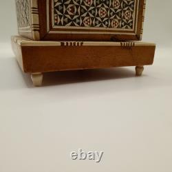 Vintage Moorish Music Cigarettes Box, Mother Of Pearl And Bone Inlays, Working