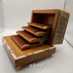 Vintage Moorish Music Cigarettes Box, Mother Of Pearl And Bone Inlays, Working