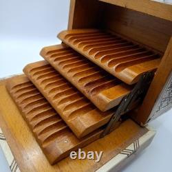 Vintage Moorish Music Cigarettes Box, Mother Of Pearl And Bone Inlays, Working