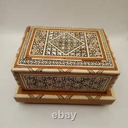 Vintage Moorish Music Cigarettes Box, Mother Of Pearl And Bone Inlays, Working
