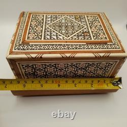 Vintage Moorish Music Cigarettes Box, Mother Of Pearl And Bone Inlays, Working