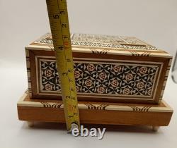 Vintage Moorish Music Cigarettes Box, Mother Of Pearl And Bone Inlays, Working
