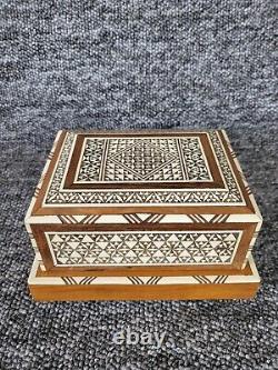 Vintage Moroccan Moorish Marquetry Inlaid Musical Cigarette Box Working Music