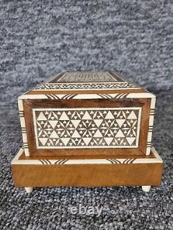 Vintage Moroccan Moorish Marquetry Inlaid Musical Cigarette Box Working Music