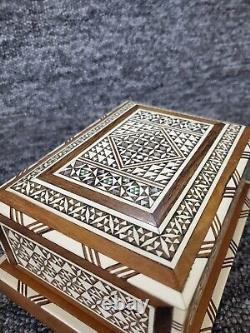 Vintage Moroccan Moorish Marquetry Inlaid Musical Cigarette Box Working Music