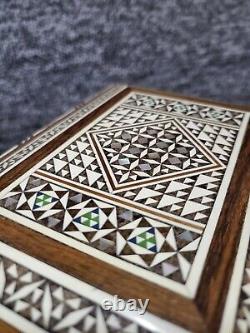 Vintage Moroccan Moorish Marquetry Inlaid Musical Cigarette Box Working Music