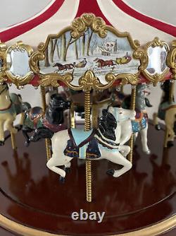 Vintage Mr. Christmas Gold Grand Carousel Original Box 50 Songs Wood Base Horses