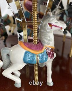 Vintage Mr. Christmas Gold Grand Carousel Original Box 50 Songs Wood Base Horses