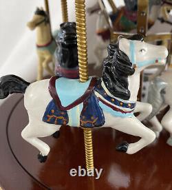 Vintage Mr. Christmas Gold Grand Carousel Original Box 50 Songs Wood Base Horses