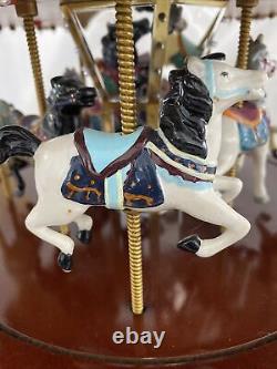 Vintage Mr. Christmas Gold Grand Carousel Original Box 50 Songs Wood Base Horses