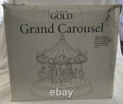 Vintage Mr. Christmas Gold Grand Carousel Original Box 50 Songs Wood Base Horses