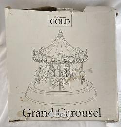 Vintage Mr. Christmas Gold Grand Carousel Original Box 50 Songs Wood Base Horses