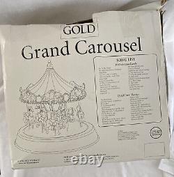 Vintage Mr. Christmas Gold Grand Carousel Original Box 50 Songs Wood Base Horses