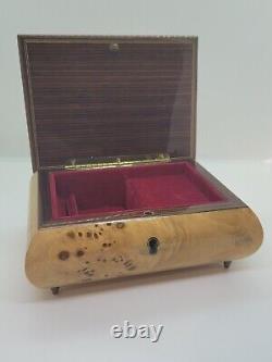 Vintage Musical Inlay wood Jewelry Box in Birds Eye Polished Maple Wood