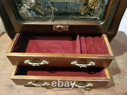 Vintage Musical Jewelry Box Bumble Bees Flowers Sango Blue Danbe Waltz Strauss