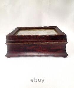 Vintage Ornate Wood Music Jewelry Box B. Wieringa Print Mirror Lador Switzerland