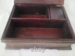 Vintage Ornate Wood Music Jewelry Box B. Wieringa Print Mirror Lador Switzerland