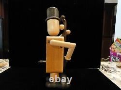 Vintage Otagiri Japan Pull Knob Animated Wood Bass Player Music Box