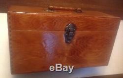 Vintage Portable Double Wood Case 45 RPM Record Carying Case Box