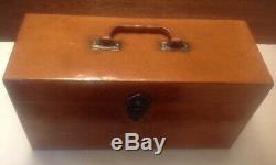 Vintage Portable Double Wood Case 45 RPM Record Carying Case Box