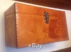 Vintage Portable Double Wood Case 45 RPM Record Carying Case Box