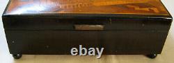 Vintage REUGE Fancy Inlaid Wood Jewelry MUSIC BOX Cityscape Churches