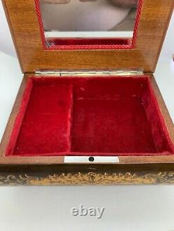 Vintage REUGE Inlaid Lacquer Wood Music Jewelry Box