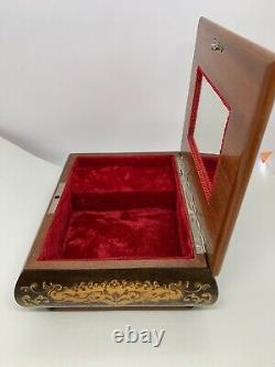 Vintage REUGE Inlaid Lacquer Wood Music Jewelry Box