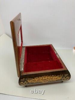 Vintage REUGE Inlaid Lacquer Wood Music Jewelry Box