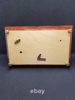 Vintage REUGE Inlaid MANDOLIN Laquered Burl Wood MUSIC Box ITALY